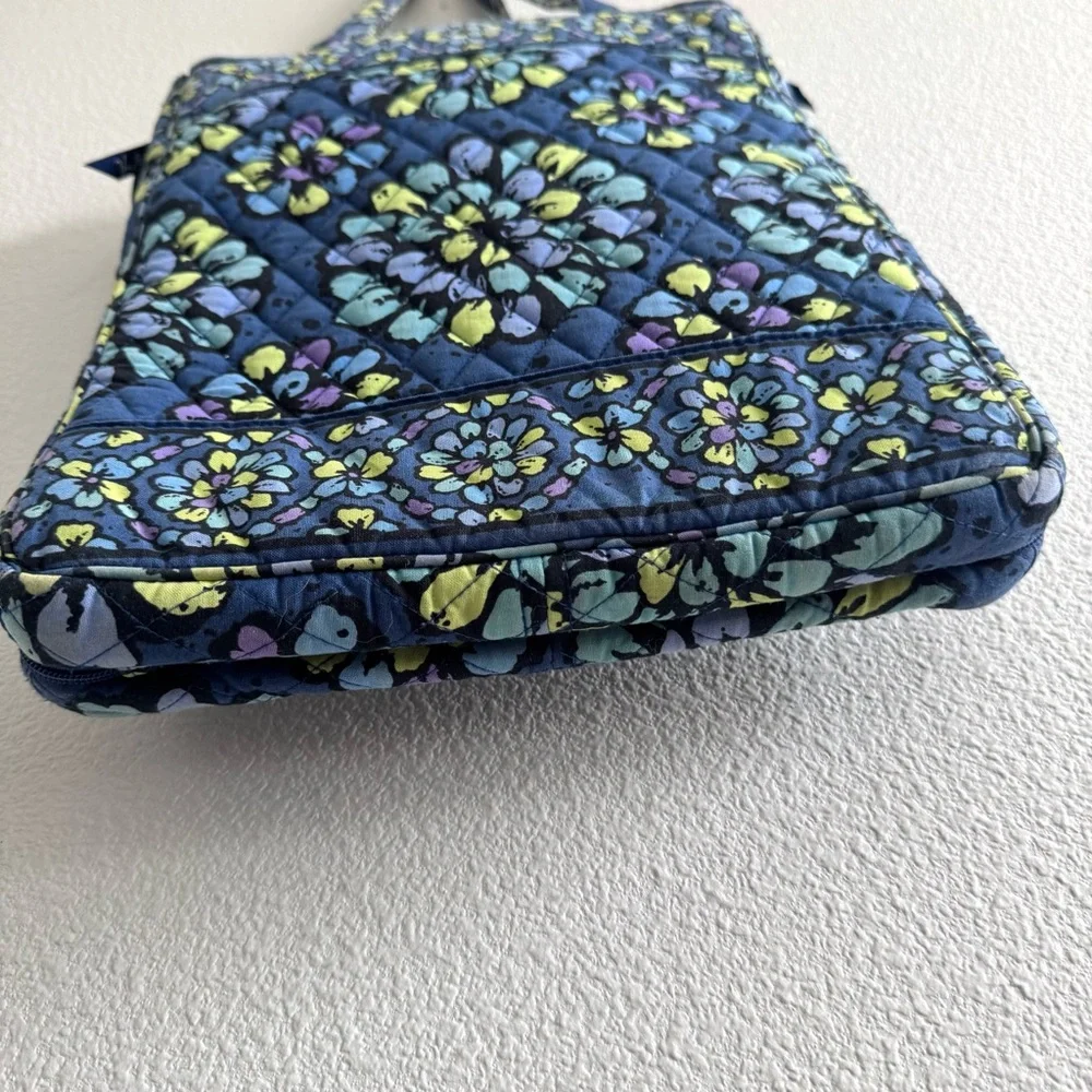 Vera Bradley Indigo Pop Checkpoint Friendly Laptop Tote Bag Blue Floral Fall